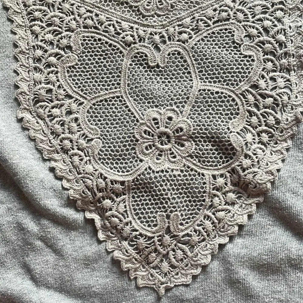 Anthropologie Lili’s Closet Gray Crotchet Pullover